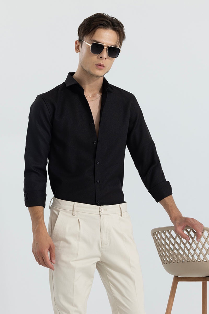 سنيتش قميص أسود من كريب بولي - Image 2